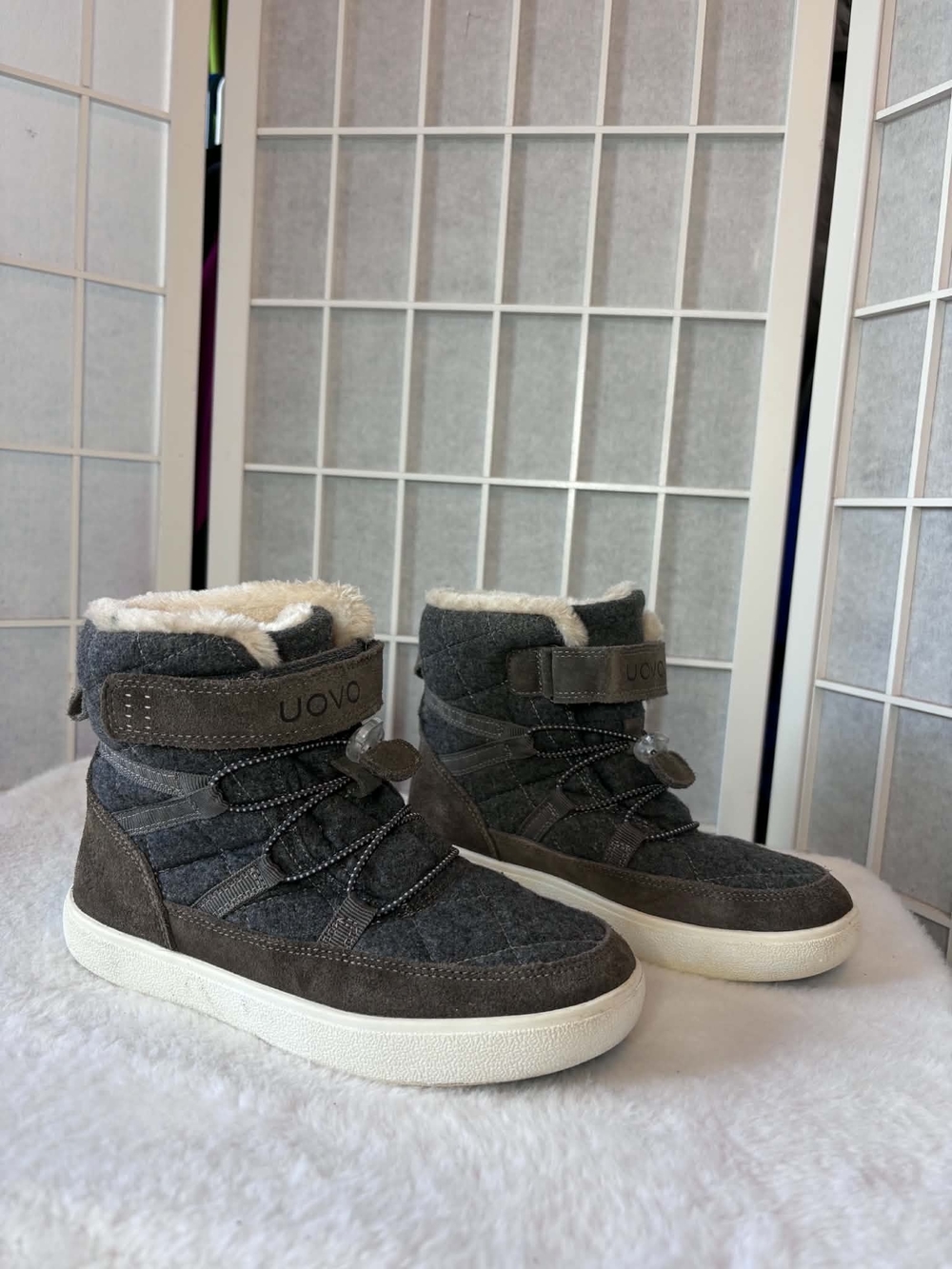 Uovo Kids Gray Cozy High-Top Winter Sneakers